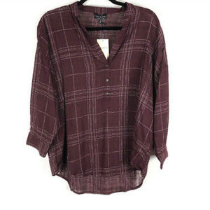 Lucky Brand Top 3/4 Sleeves High Low Hem Small